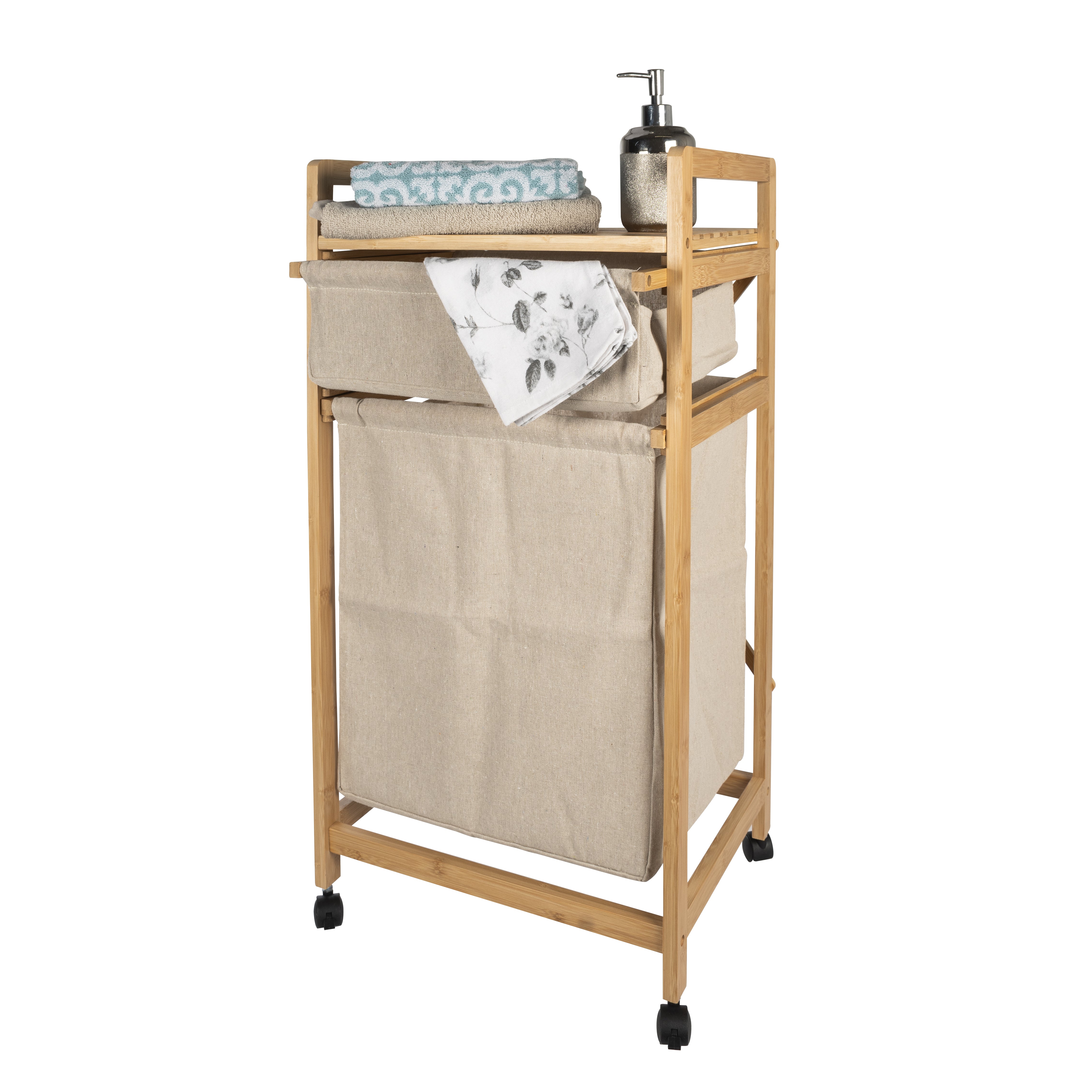 VESTIAMO CASA - Mobiletto Portabiancheria Linea Bamboo - h84,5x42x33,5 cm